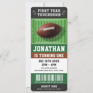 Verjaardagsfeest Ticket voor 1e Jaar Touchdown Voe Kaart