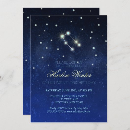 Verjaardagsfeest Tweelingen Constellation Kaart (Voorkant / Achterkant)