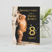 Verjaardagsfeest uitnodiging 8, met orang-oetan (Staand voorkant)