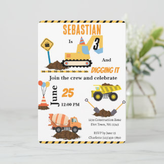 Verjaardagsfeest Uitnodiging Bouwtruck