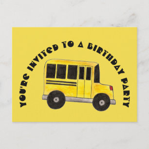 Verjaardagsfeest Uitnodiging Gele Schoolbus Briefkaart