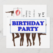 Verjaardagsfeest Uitnodiging met benen (Voorkant / Achterkant)