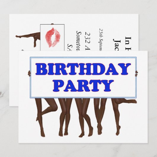 Verjaardagsfeest Uitnodiging met benen (Voorkant / Achterkant)