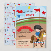 Verjaardagsfeest Uitnodiging Paardrijden (Voorkant / Achterkant)