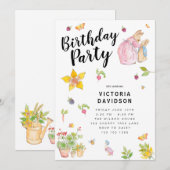 Verjaardagsfeest Uitnodiging Roze Peter Rabbit Spr (Voorkant / Achterkant)