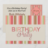 Verjaardagsfeest Uitnodiging Stripes (Voorkant / Achterkant)