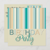 Verjaardagsfeest Uitnodiging Stripes (Voorkant / Achterkant)