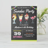Verjaardagsfeest Uitnodiging voor een Ijs Sundae (Staand voorkant)