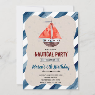 Verjaardagsfeest uitnodiging voor een zeilboot