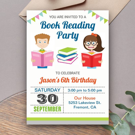 Verjaardagsfeest Uitnodiging voor het lezen van ki