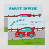 Verjaardagsfeest Uitnodiging voor Raceauto Briefkaart (Voorkant / Achterkant)