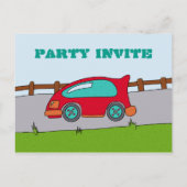 Verjaardagsfeest Uitnodiging voor Raceauto Briefkaart (Achterkant)
