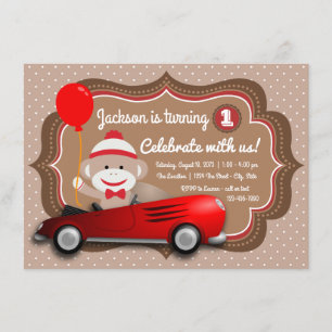 Verjaardagsfeest Uitnodiging voor Sock Monkey