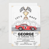 Verjaardagsfeest van de autorace kaart (Voorkant / Achterkant)