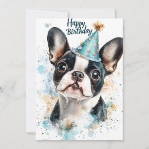 Verjaardagsfeest van de Boston Terrier Kaart