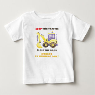 Verjaardagsfeest van de bouwtruckgraafmachine