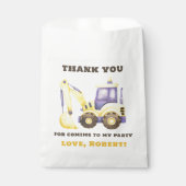 Verjaardagsfeest van de bouwtruckgraafmachine bedankzakje (Voorkant)