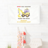 Verjaardagsfeest van de bouwtruckgraafmachine spandoek (Insitu)