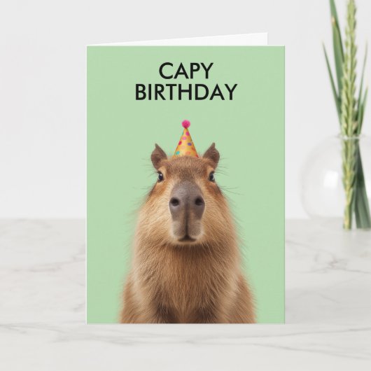 Verjaardagsfeest van de capybara kaart (Voorkant)