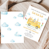 Verjaardagsfeest van de dierenschoolbus kaart