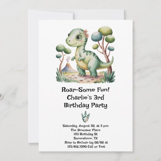 Verjaardagsfeest van de dinosaurus Adventure Boy Kaart (Voorkant)