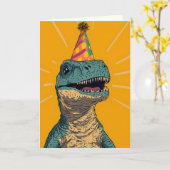 Verjaardagsfeest van de dinosaurus Wenskaart Kaart (Gele Bloem)