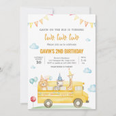 Verjaardagsfeest van de gele schoolbus kaart (Voorkant)