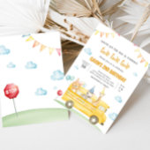 Verjaardagsfeest van de gele schoolbus kaart