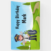 Verjaardagsfeest van de golfpiloot spandoek (Verticaal)