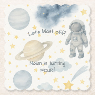 Verjaardagsfeest van de kosmische ruimte   Rakette Kartonnen Onderzetters