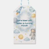 Verjaardagsfeest van de kosmische ruimte | Rocket  Cadeaulabel (Voorkant)