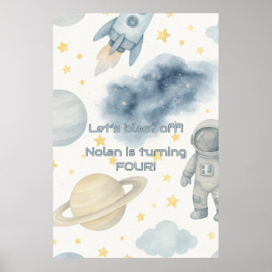Verjaardagsfeest van de kosmische ruimte Rocket Poster