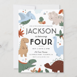 Verjaardagsfeest van de moderne dinosaurus kaart