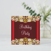 Verjaardagsfeest van de roodgouden vrouw kaart (Staand voorkant)