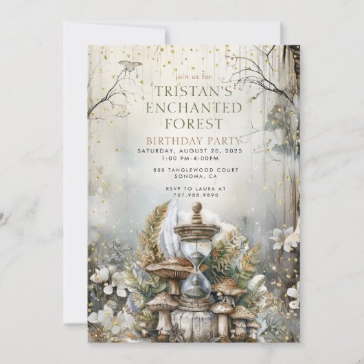 Verjaardagsfeest van het Enchanted Forest Kind Kaart (Voorkant)