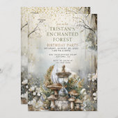 Verjaardagsfeest van het Enchanted Forest Kind Kaart (Voorkant / Achterkant)