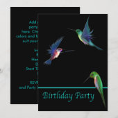 Verjaardagsfeest van Hummingbirds Kaart (Voorkant / Achterkant)