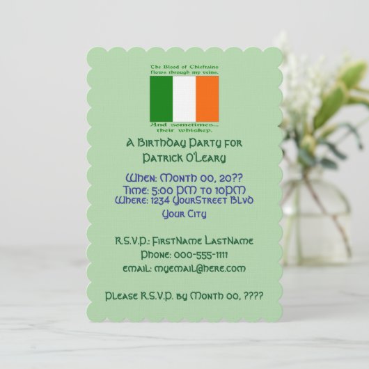 Verjaardagsfeest van Irish Whiskey Kaart (Staand voorkant)