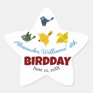 Verjaardagsfeest van Summer Bird Illustration Kind Ster Sticker