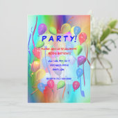 Verjaardagsfeest viering ballonnen kaart (Staand voorkant)