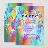 Verjaardagsfeest viering ballonnen kaart (Voorkant / Achterkant)