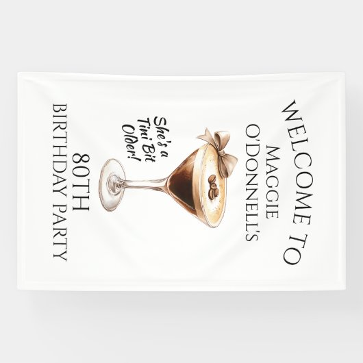 Verjaardagsfeest vlag 80ste Espresso Martini Spandoek (Horizontaal)