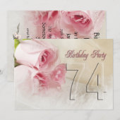 Verjaardagsfeest voor 74 jaar kaart (Voorkant / Achterkant)