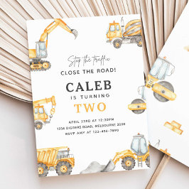 Verjaardagsfeest voor bouwvrachtwagens, ongeacht l kaart