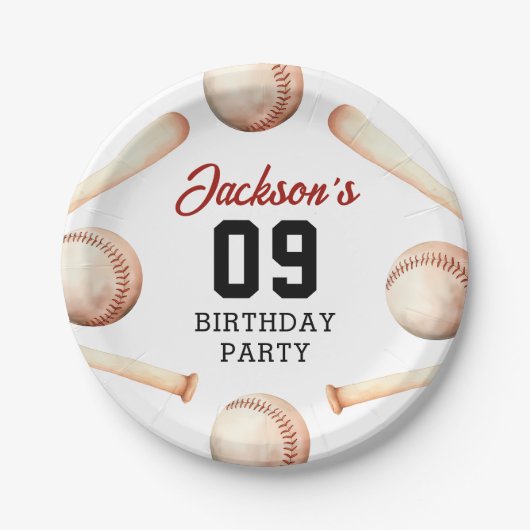 Verjaardagsfeest voor honkbaljongens papieren bordje (Voorkant)