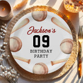 Verjaardagsfeest voor honkbaljongens papieren bordje