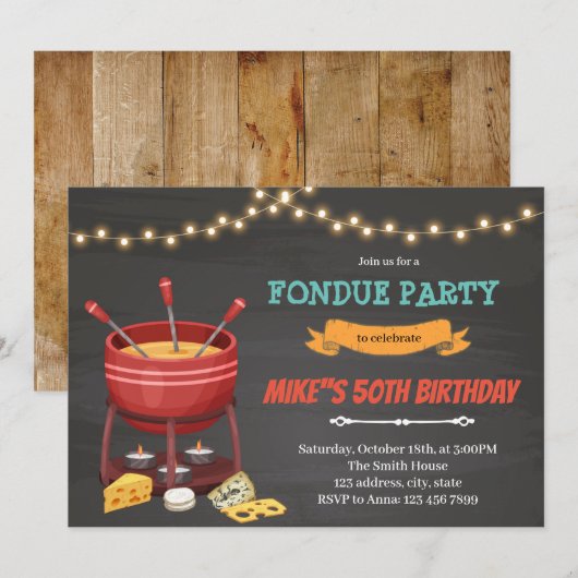 verjaardagsfeest voor kaas kaart (Voorkant / Achterkant)