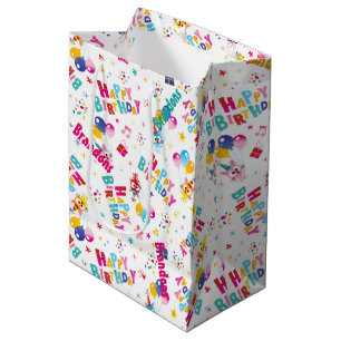 Verjaardagsfeest voor kinderen Aangepaste naam Medium Cadeauzakje