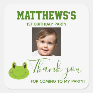Verjaardagsfeest voor kinderen Bedankt Frog Vierkante Sticker