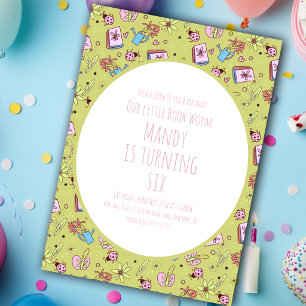 Verjaardagsfeest voor lente- en boekenliefhebbers kaart